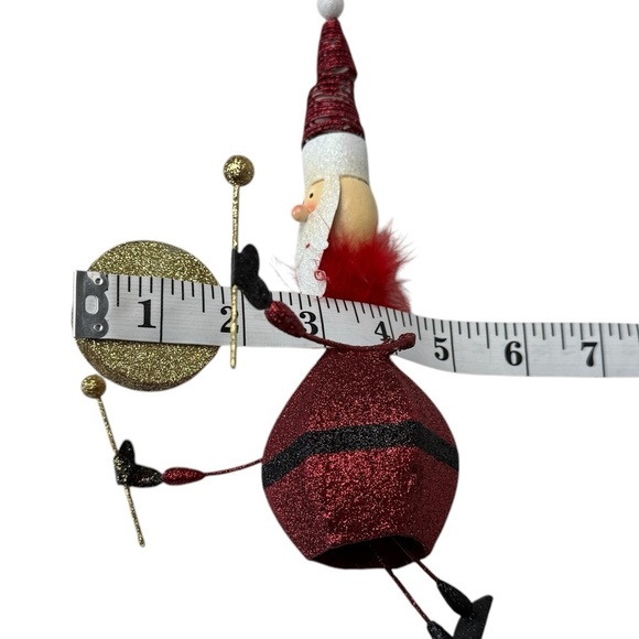 Marching Band Santa Drum Ornament Flocked Christmas Glitter Spring Hat 10”x4” - Picture 8 of 11